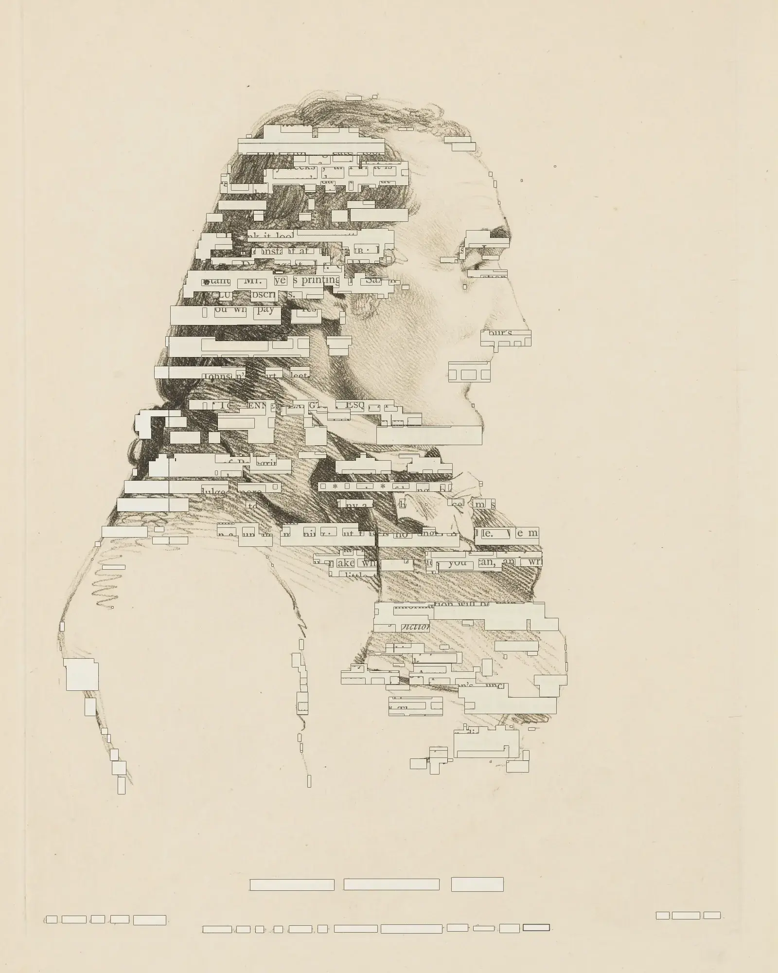 Page from the Life of Samuel Johnson with cut-out words