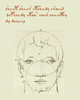 Strange writing and a diagram of a head