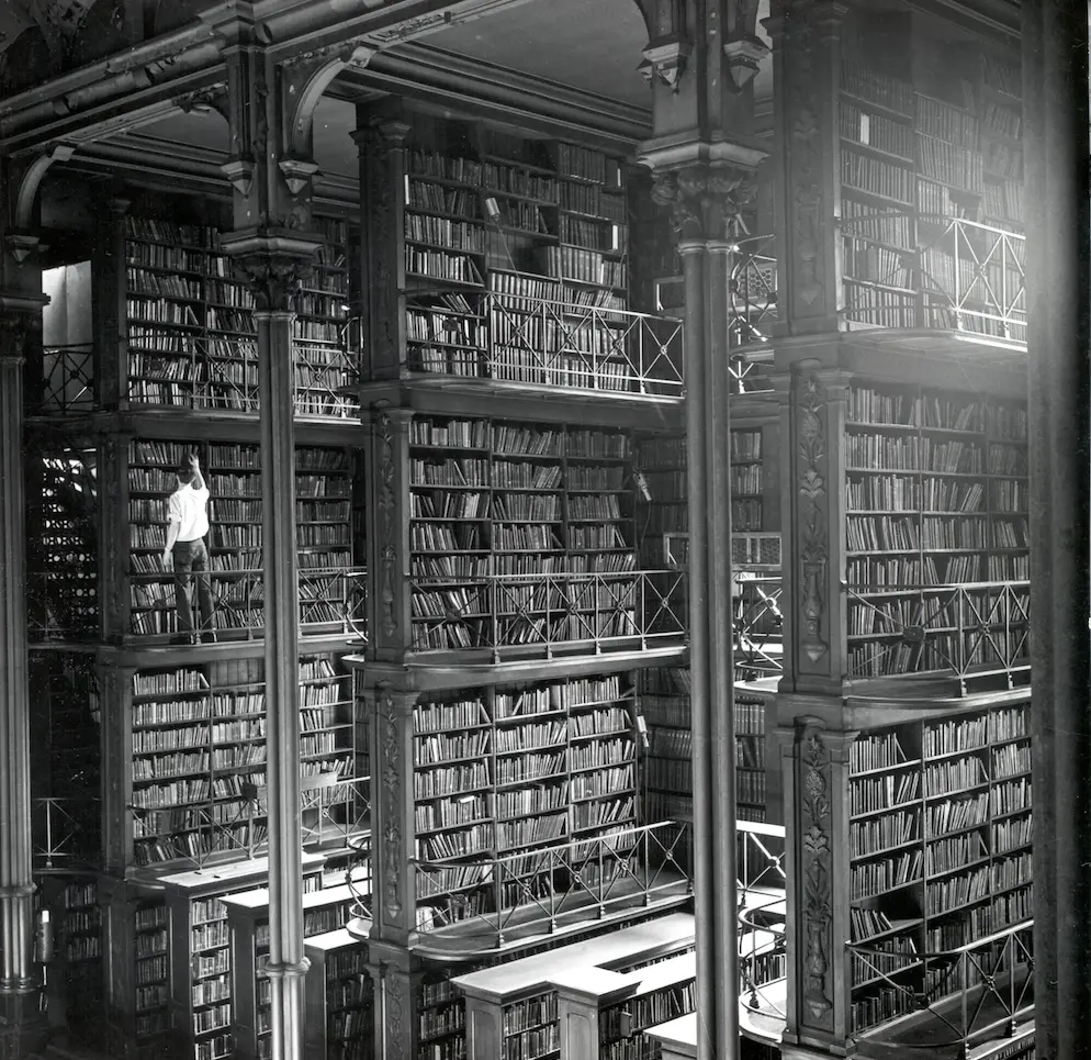 The Cincinnati Main Library stacks, undated