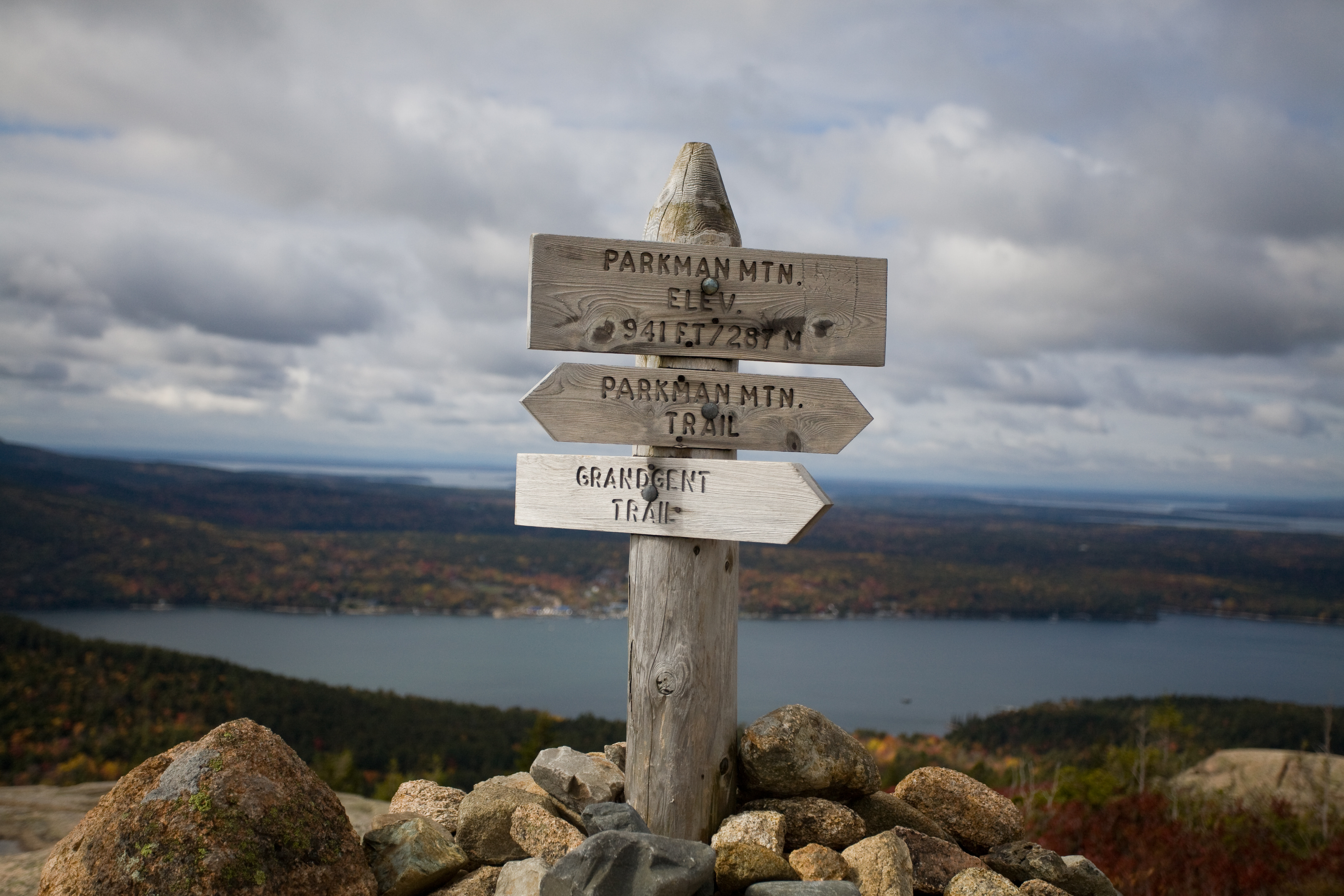 Marker atop Parkman Mountain