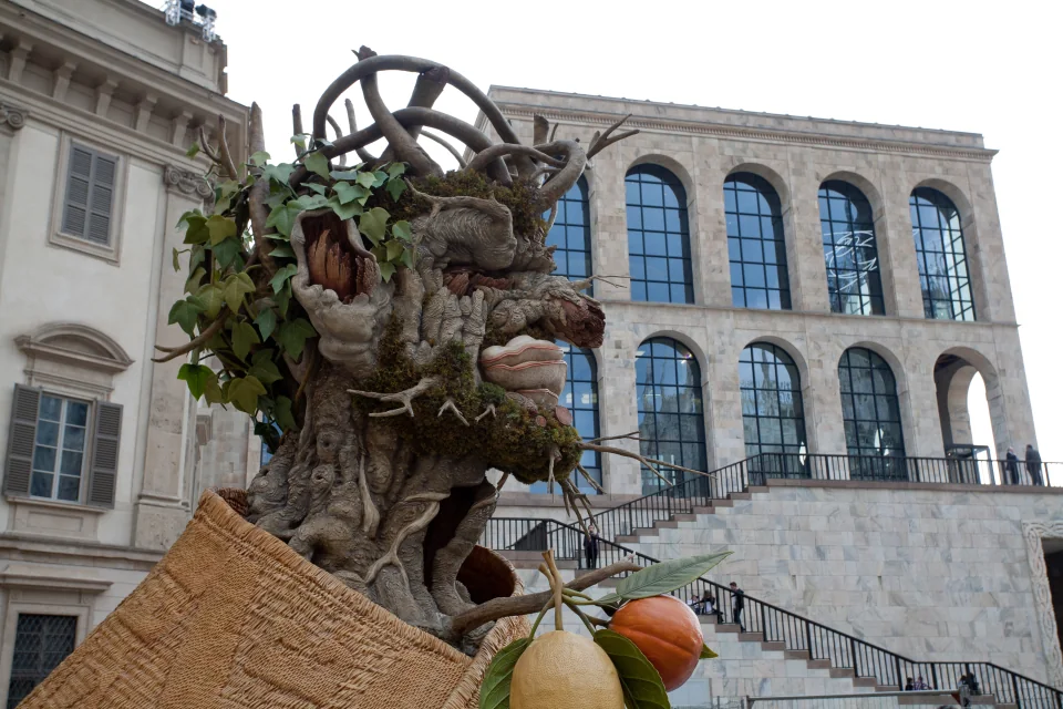 Art sculpture in front of Palazzo Reale