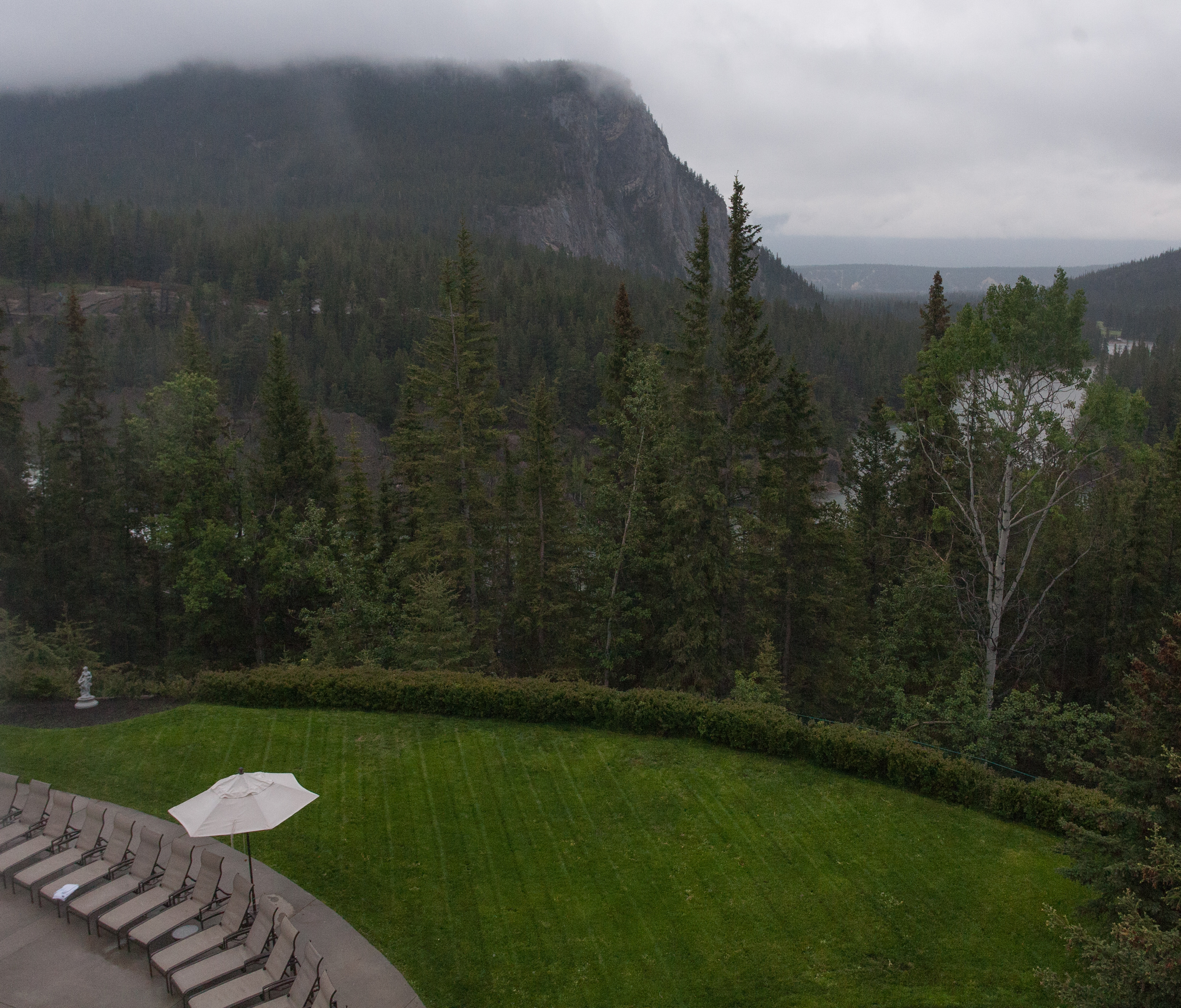 Hotel terrace and valley